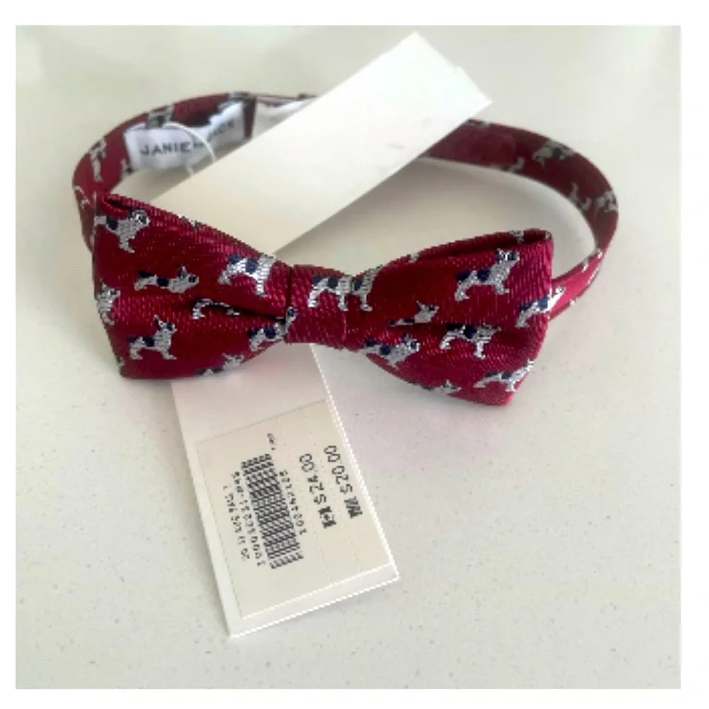 BNWT JANIE & JACK TODDLER BOY’S CORDOVAN FRENCHIE BULLDOG BOW TIE SIZE 2T-5T